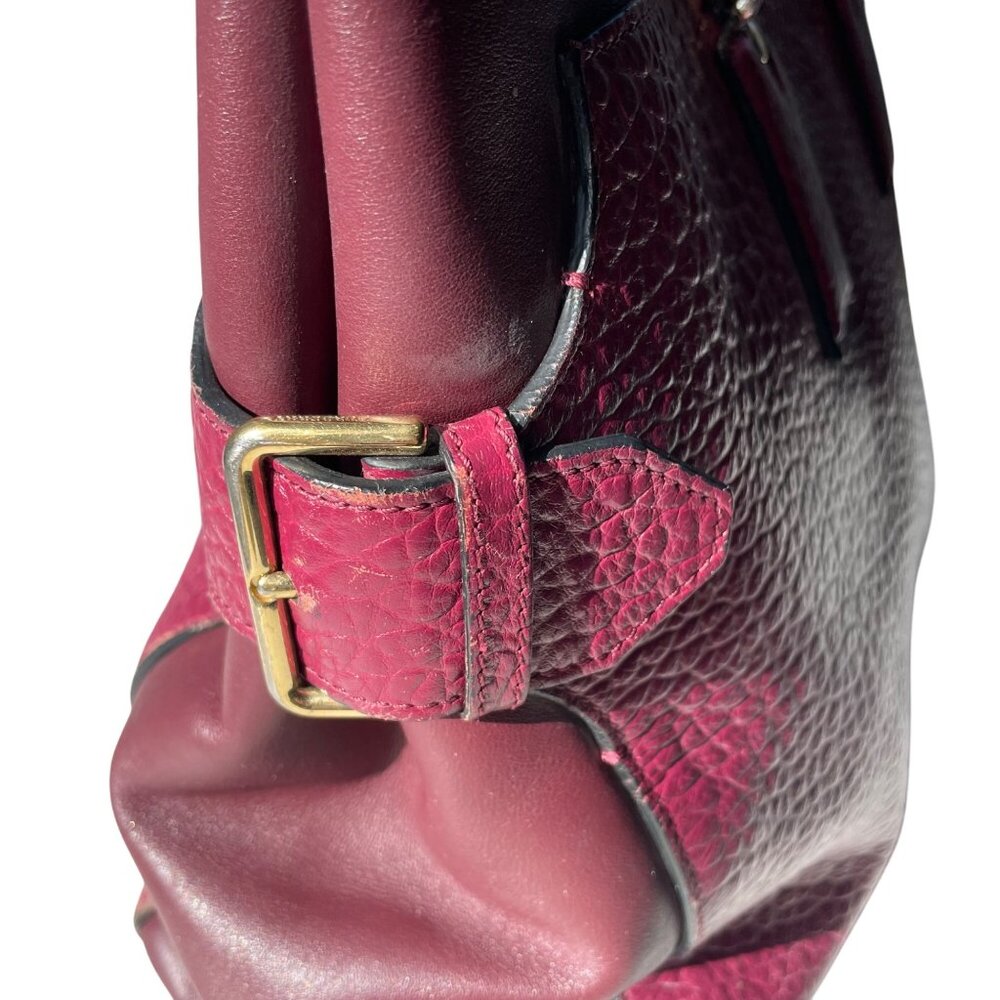 Burberry‎ Heritage Clarborough Tote Grain Smooth Calfskin Damson Magenta Bag - Picture 6 of 16